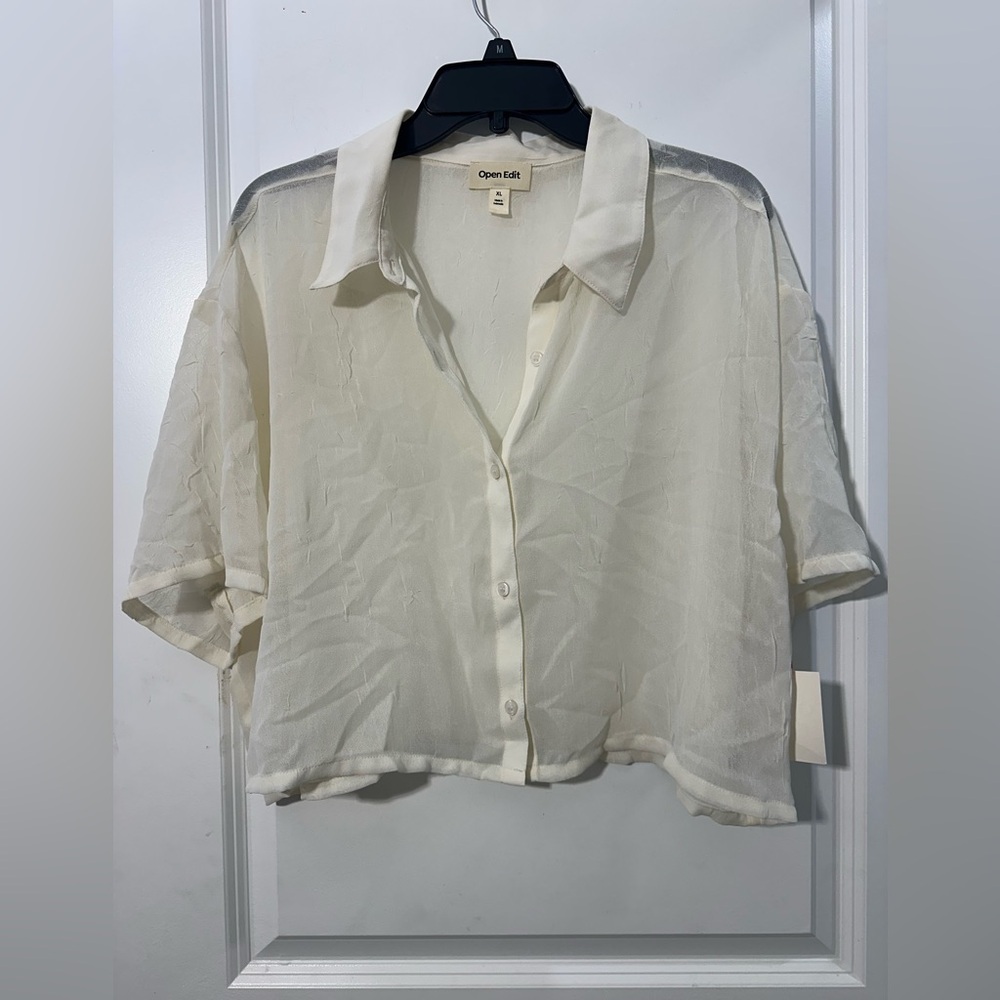 NEW Nordstrom Open Edit Sheer Button Down Layering Shirt Size XL NWT